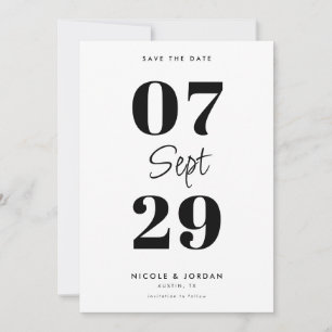 Save The Date Simple Moderne Mariage Noir et Blanc