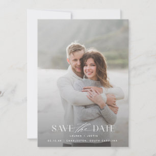 Save The Date Simple moderne Mariage photo bleu et blanc