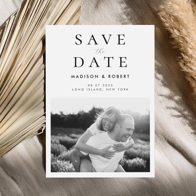 Save The Date Simple moderne Mariage photo noir et blanc (Créateur téléchargé)