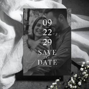 Save The Date Simple moderne Mariage photo noir et blanc