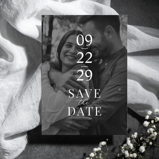 Save The Date Simple moderne Mariage photo noir et blanc (Créateur téléchargé)
