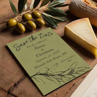 Save The Date Simple Moderne Olive Green Olive