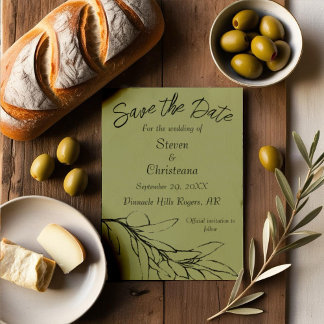 Save The Date Simple moderne Olive Green Olive Branch Photo