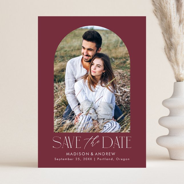 Save The Date Simple Moderne Photo d'Arche de Bourgogne (Créateur téléchargé)