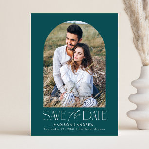 Save The Date Simple Moderne Photo d'Arche de Teal