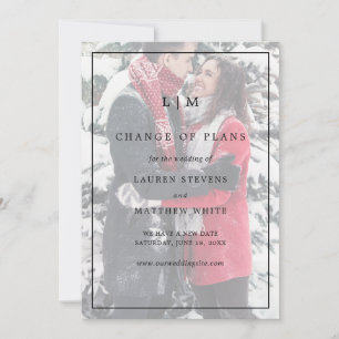 Save The Date Simple Monogramme Mariage Élégant Noir et Blanc