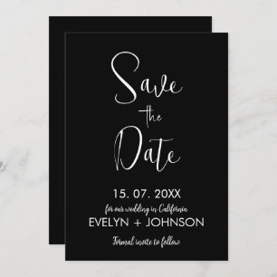 Save The Date Simple noir & blanc Élégant minimaliste