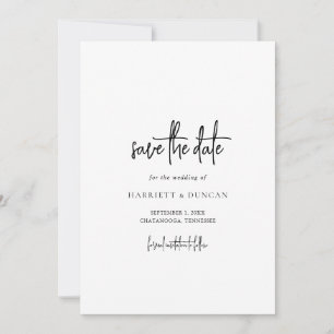Save The Date Simple Noir et Blanc minimaliste Mariage élégant