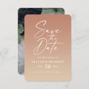 Save The Date Simple Ombre Gradient Terracotta & Mariage Jaune