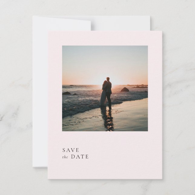 Save The Date Simple Pale Blush Romantic Soft Rose Rose (Devant)