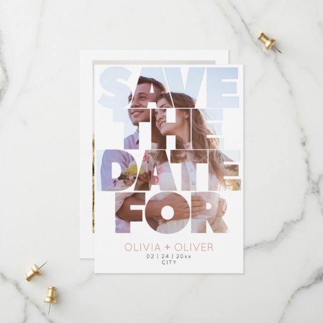 Save The Date Simple photo de mariage élégant  (Devant/Arrière en situation)