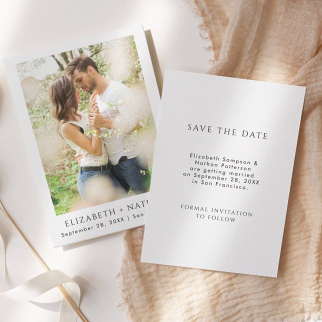 Save The Date Simple Photo Élégant | Mariage (Créateur téléchargé)