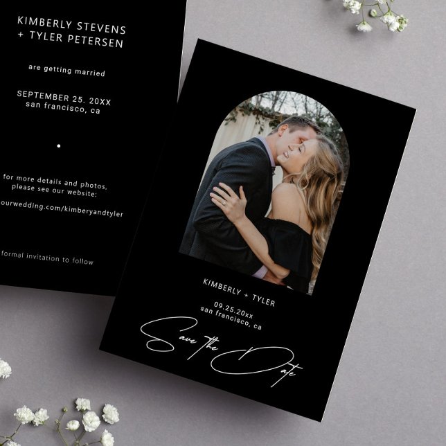 Save The Date Simple photo élégant script noir mariage (Créateur téléchargé)