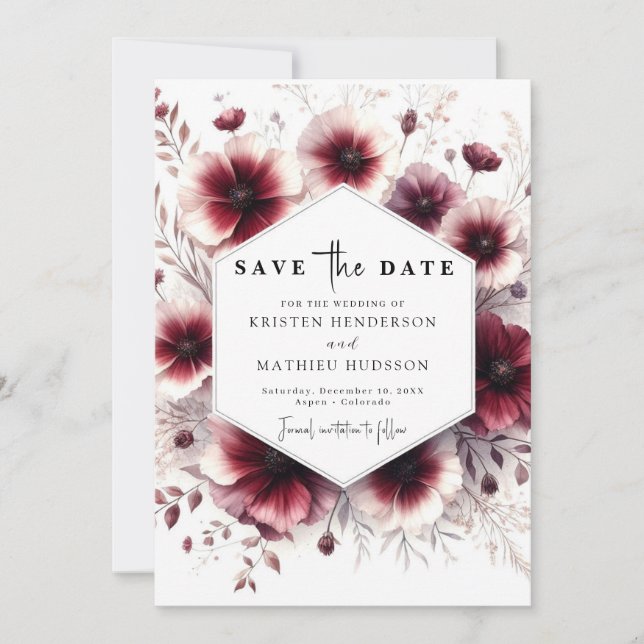 Save The Date Simple romantique Mariage de Bourgogne (Devant)