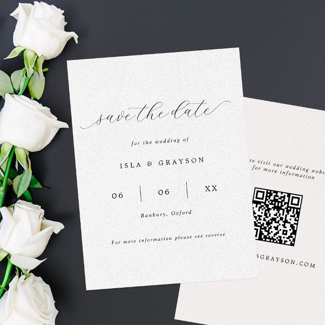 Save The Date Simple romantique Script QR Code Mariage (Créateur téléchargé)