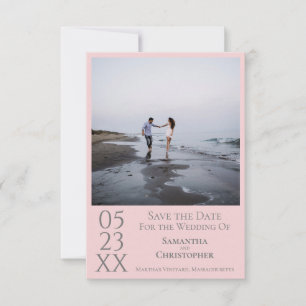 Save The Date Simple rose et gris moderne minimaliste Mariage ph