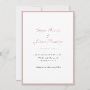 Save The Date Simple Rose Poussiéreux Rose Formal Élégant Mariag