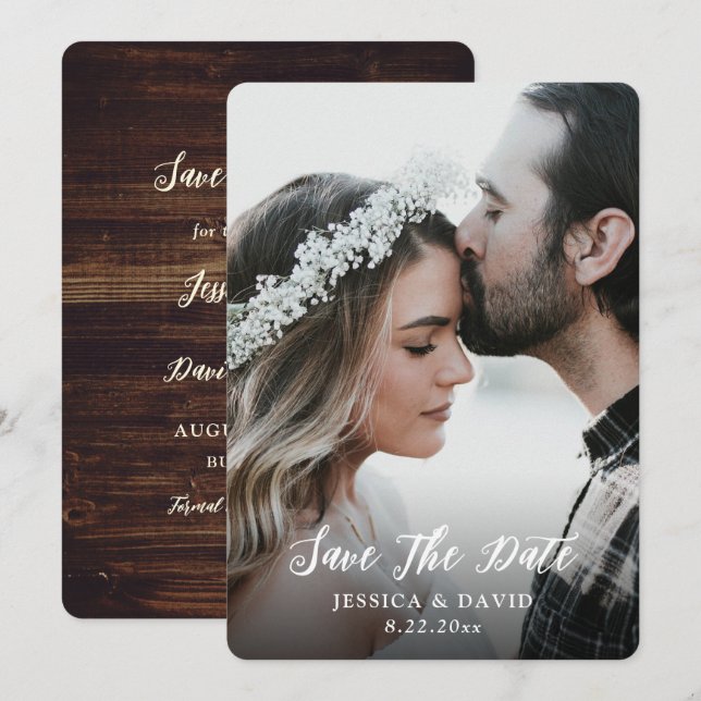 Save The Date Simple Rustic Country Mariage photo (Devant / Derrière)