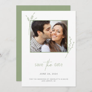 Save The Date Simple Sage Green Photo Wedding Enregistrer La Dat