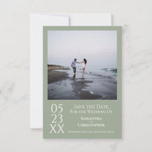 Save The Date Simple Sage Vert moderne minimaliste Mariage photo