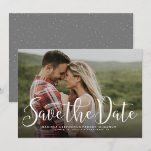 Save the date simple script horizontal photo card