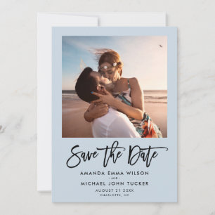 Save The Date Simple Script moderne Dusty Bleu Chic Photo