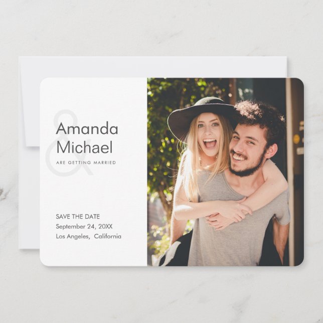 Save The Date Simple style moderne photo mariage Enregistrer la  (Devant)