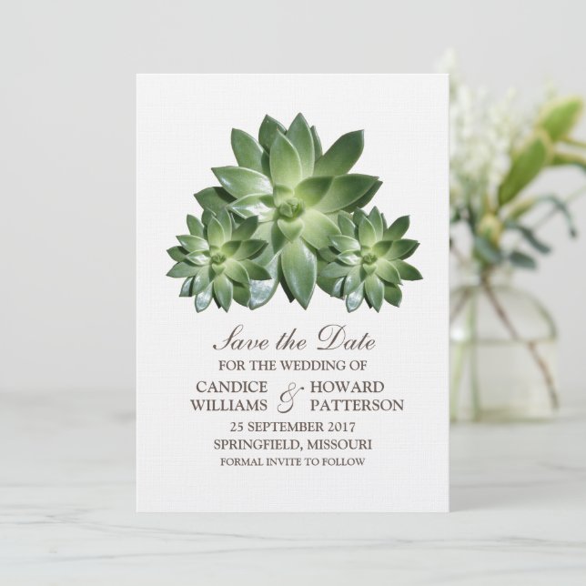 Save The Date Simple Succulent Enregistrer l'Invitation de date (Debout devant)