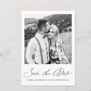 Save The Date Simple Taupe Calligraphie Mariage photo