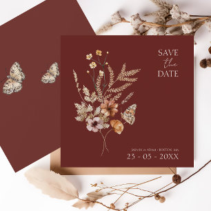 Save The Date Simple Terracotta Automne Fleur sauvage Mariage