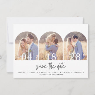 Save The Date Simple Three Arch Photo Wedding