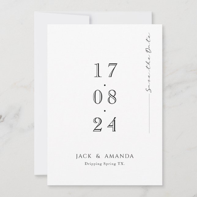 Save The Date Simple typographie minimale Mariage enregistrer la (Devant)
