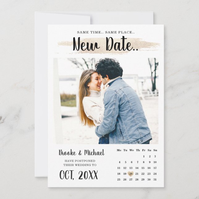 Save The Date Simple unique élégant Calendrier Changer la date (Devant)