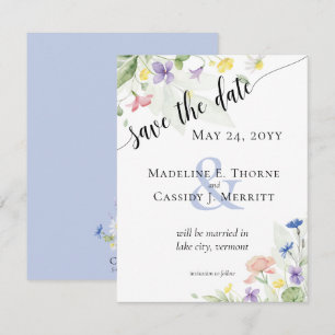 Save The Date Simple Watercolor Wildflower Wedding Invitation