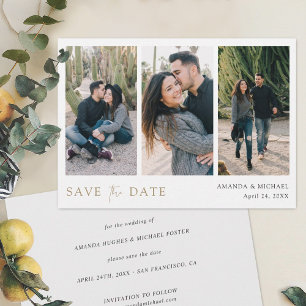 Save The Date Simplement Chic Collage Multi-Photo Mariage Person