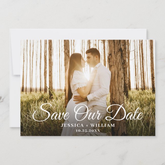 Save The Date Simplement Élégant 4 Photos de Mariage (Devant)