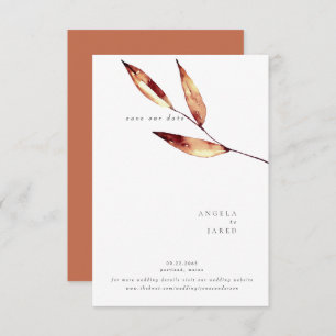 Save The Date Simplicité Automne Aquarelle Foliage Terracotta