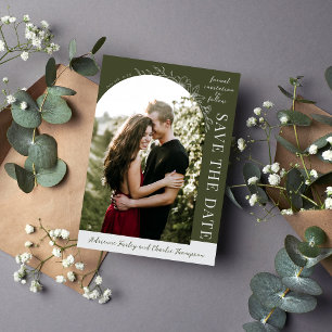 Save The Date Simplicité Florale 1 Vert Moderne Étape import