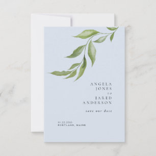 Save The Date Simplicité Foliage Dusty Blue Mariage