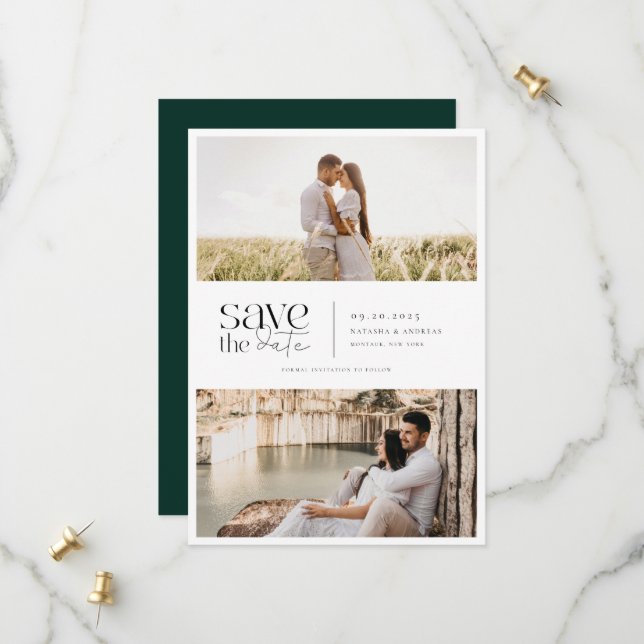 Save The Date Simplicité moderne 2 Mariage photo (Devant/Arrière en situation)