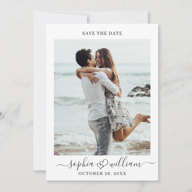 Save The Date Simply Elegant 2 Photo Wedding Enregistrer La Date (Devant)