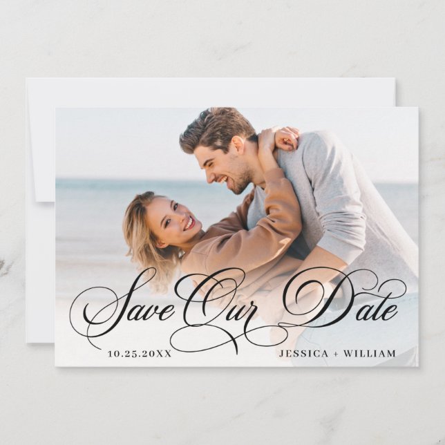 Save The Date Simply Elegant Photo Mariage 2 PHOTO (Devant)