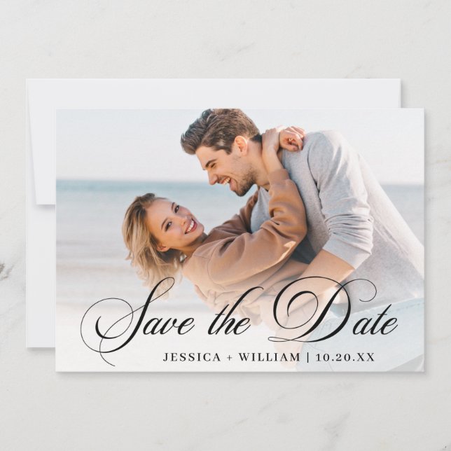 Save The Date Simply Elegant Photo Mariage 4 PHOTO (Devant)