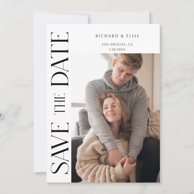 Save The Date Simply Elegant Typography Photo Enregistrer la dat (Devant)