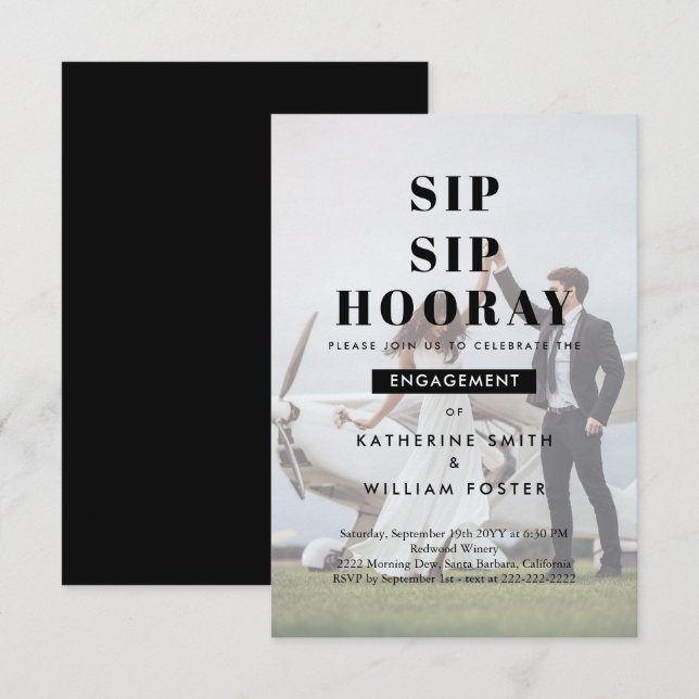 Save The Date Sip Sip Hooray Photo arrière - plan (Devant / Derrière)