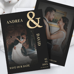 Save The Date Site Mariage de Dark Faded Photo Gold Ampersand