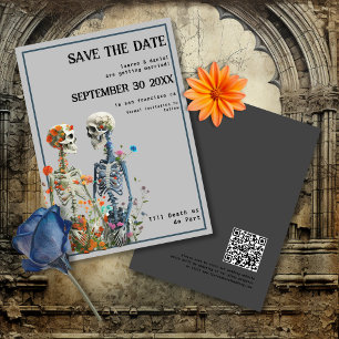 Save The Date Skeleton Couple QR Code Mariage gothique