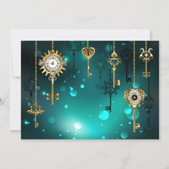 Save The Date Skeleton Keys on Green Background (Devant)