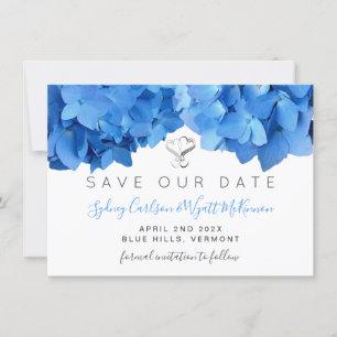 Save The Date Sky Blue Hydrangea Floral Deux Coeurs