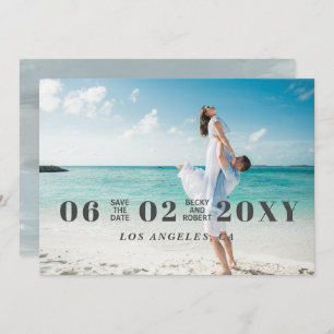 Save The Date Sky Blue Stylish Simple Modern Typographie Photo